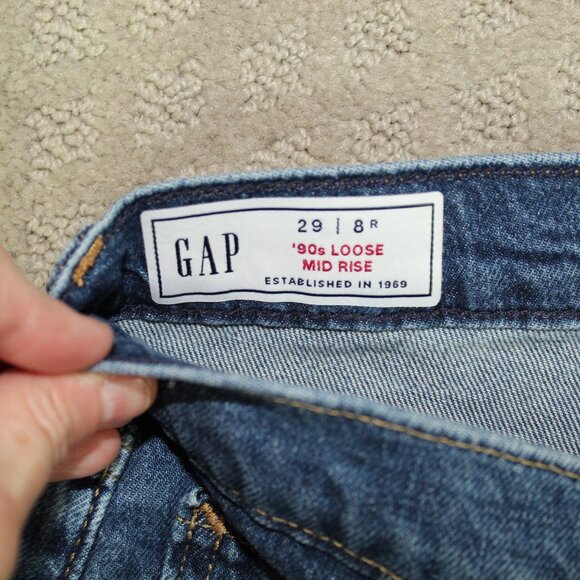 Gap Denim 90s Loose Straight Jeans Women's 8/29R Blue Mid Rise - Picture 3 of 6